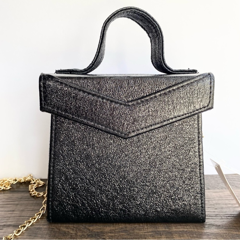 NWT Vegan Small Black Square Crossbody Bag